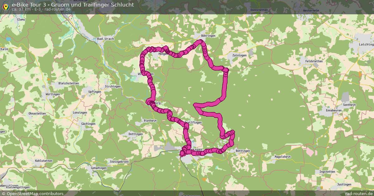 e-Bike Tour 3 - Gruorn und Trailfinger Schlucht (e-3) – Fernradroute auf Rad-Routen.de