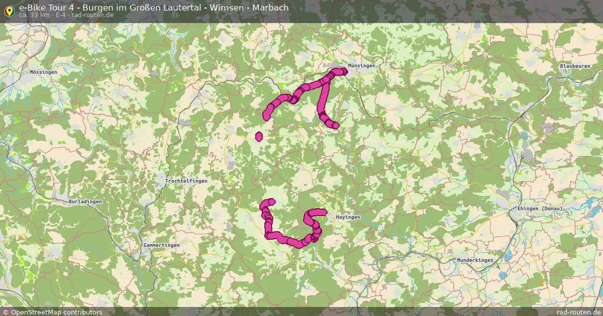 e-Bike Tour 4 - Burgen im Großen Lautertal - Wimsen - Marbach (e-4) – Fernradroute auf Rad-Routen.de