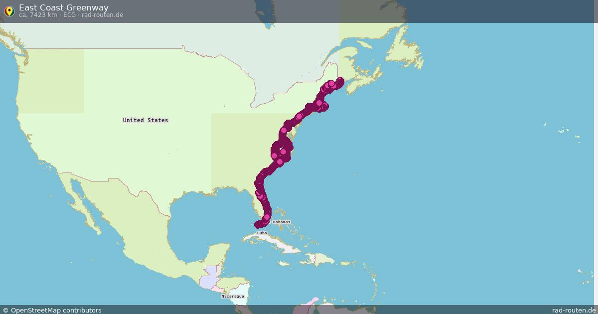 East Coast Greenway (ECG) – Fernradroute auf Rad-Routen.de