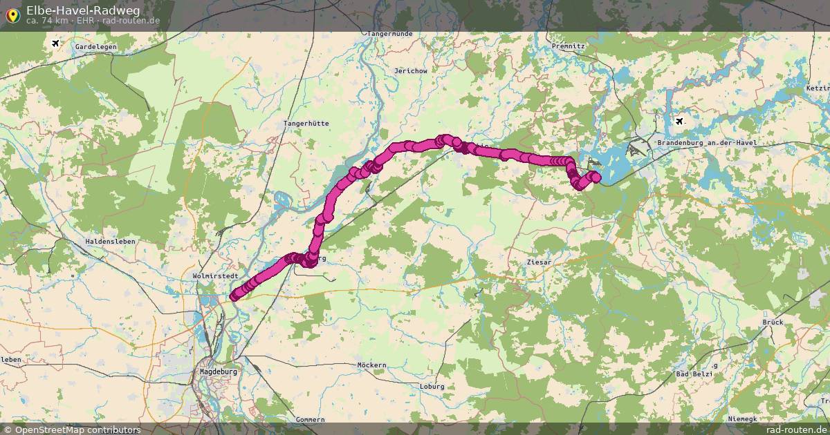 Elbe-Havel-Radweg (EHR) – Fernradroute auf Rad-Routen.de