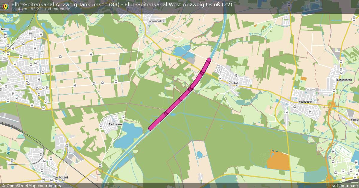 Elbe-Seitenkanal Abzweig Tankumsee (83) - Elbe-Seitenkanal West Abzweig Osloß (22) (83-22) – Fernradroute auf Rad-Routen.de