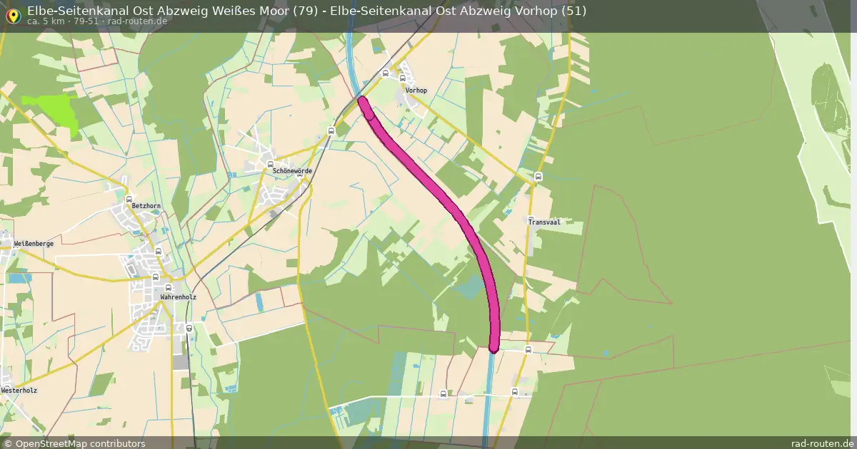 Elbe-Seitenkanal Ost Abzweig Weißes Moor (79) - Elbe-Seitenkanal Ost Abzweig Vorhop (51) (79-51) – Fernradroute auf Rad-Routen.de