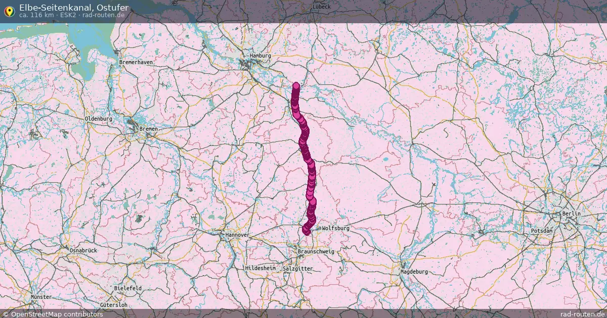 Elbe-Seitenkanal, Ostufer (ESK2) – Fernradroute auf Rad-Routen.de