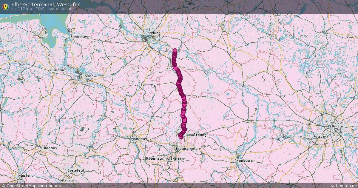 Elbe-Seitenkanal, Westufer (ESK1) – Fernradroute auf Rad-Routen.de