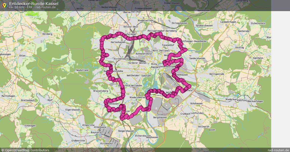 Entdecker-Runde Kassel (ERK) – Fernradroute auf Rad-Routen.de