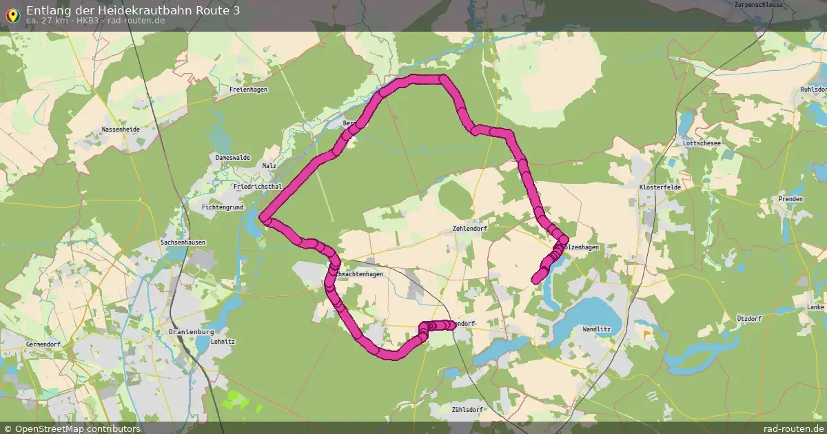 Entlang der Heidekrautbahn Route 3 (HKB3) – Fernradroute auf Rad-Routen.de
