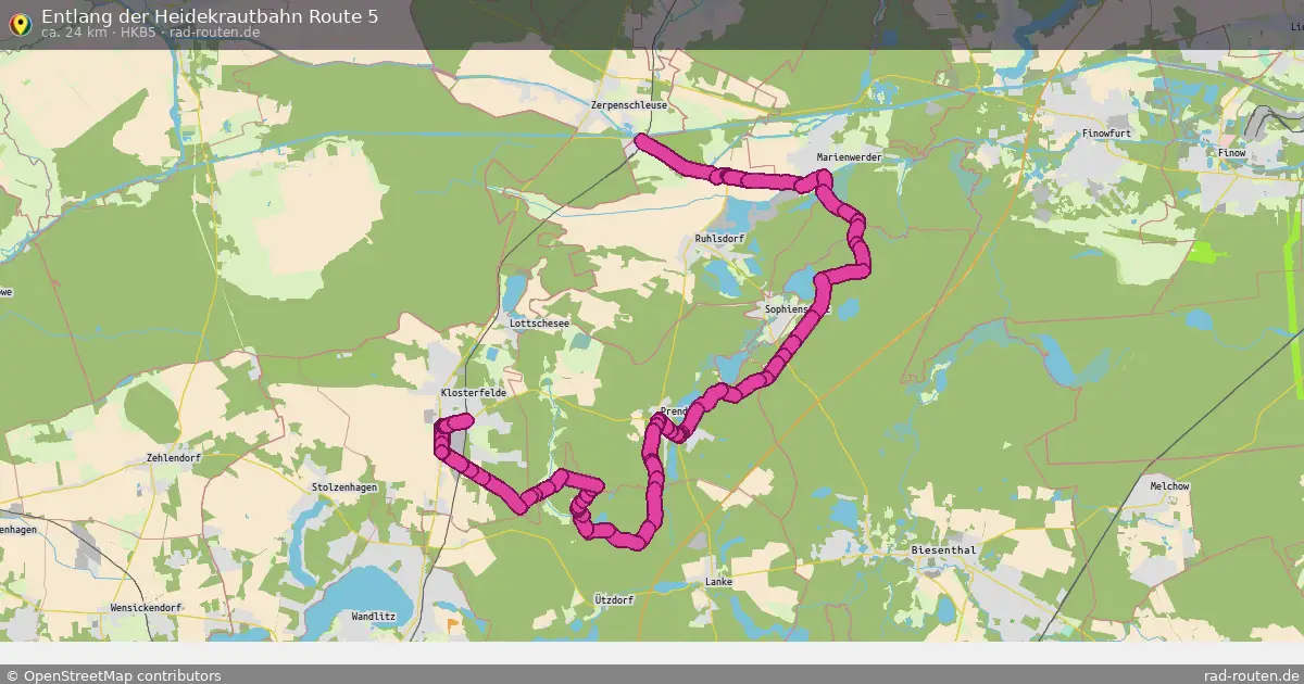 Entlang der Heidekrautbahn Route 5 (HKB5) – Fernradroute auf Rad-Routen.de