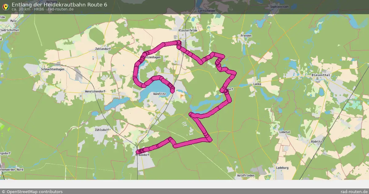 Entlang der Heidekrautbahn Route 6 (HKB6) – Fernradroute auf Rad-Routen.de