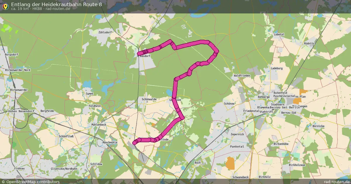 Entlang der Heidekrautbahn Route 8 (HKB8) – Fernradroute auf Rad-Routen.de