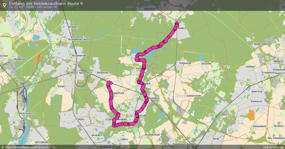 Entlang der Heidekrautbahn Route 9 (HKB9) – Fernradroute auf Rad-Routen.de