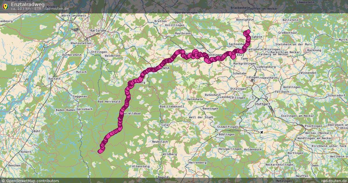 Enztalradweg (ETR) – Fernradroute auf Rad-Routen.de