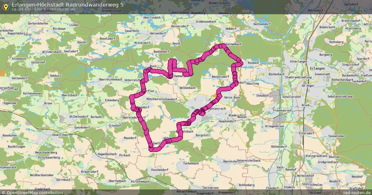 Erlangen-Höchstadt Radrundwanderweg 5 (ERH 5) – Fernradroute auf Rad-Routen.de