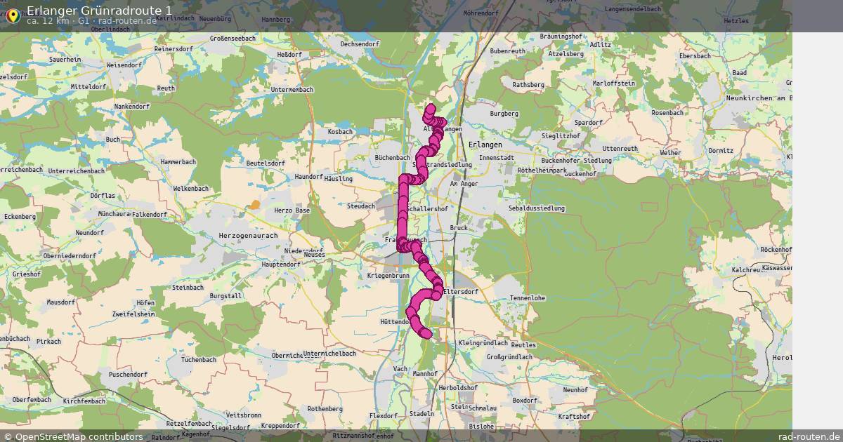 Erlanger Grünradroute 1 (G1) – Fernradroute auf Rad-Routen.de