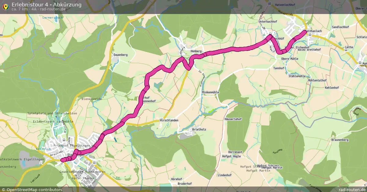 Erlebnistour 4 - Abkürzung (4a) – Fernradroute auf Rad-Routen.de