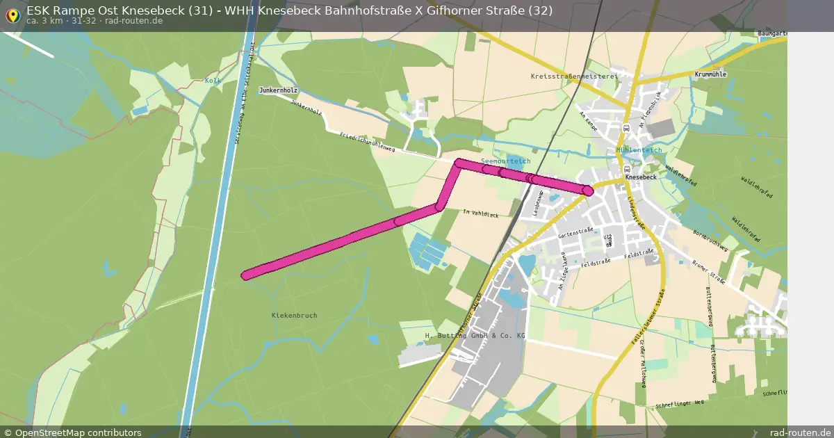 ESK Rampe Ost Knesebeck (31) - WHH Knesebeck Bahnhofstraße X Gifhorner Straße (32) (31-32) – Fernradroute auf Rad-Routen.de