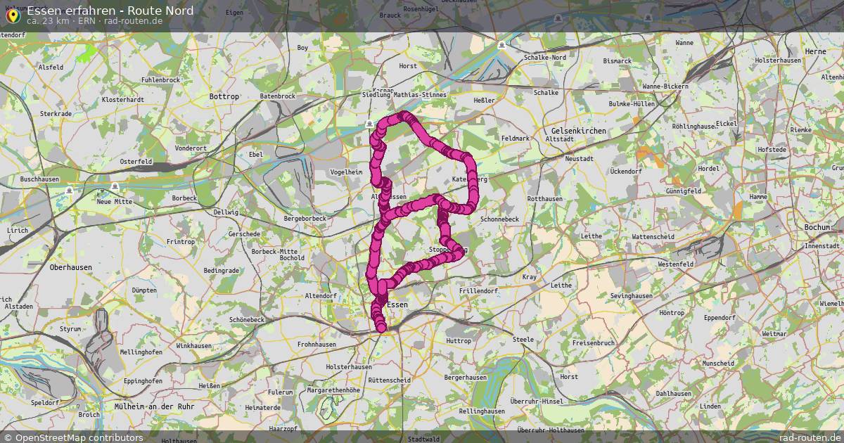 Essen erfahren - Route Nord (ERN) – Fernradroute auf Rad-Routen.de