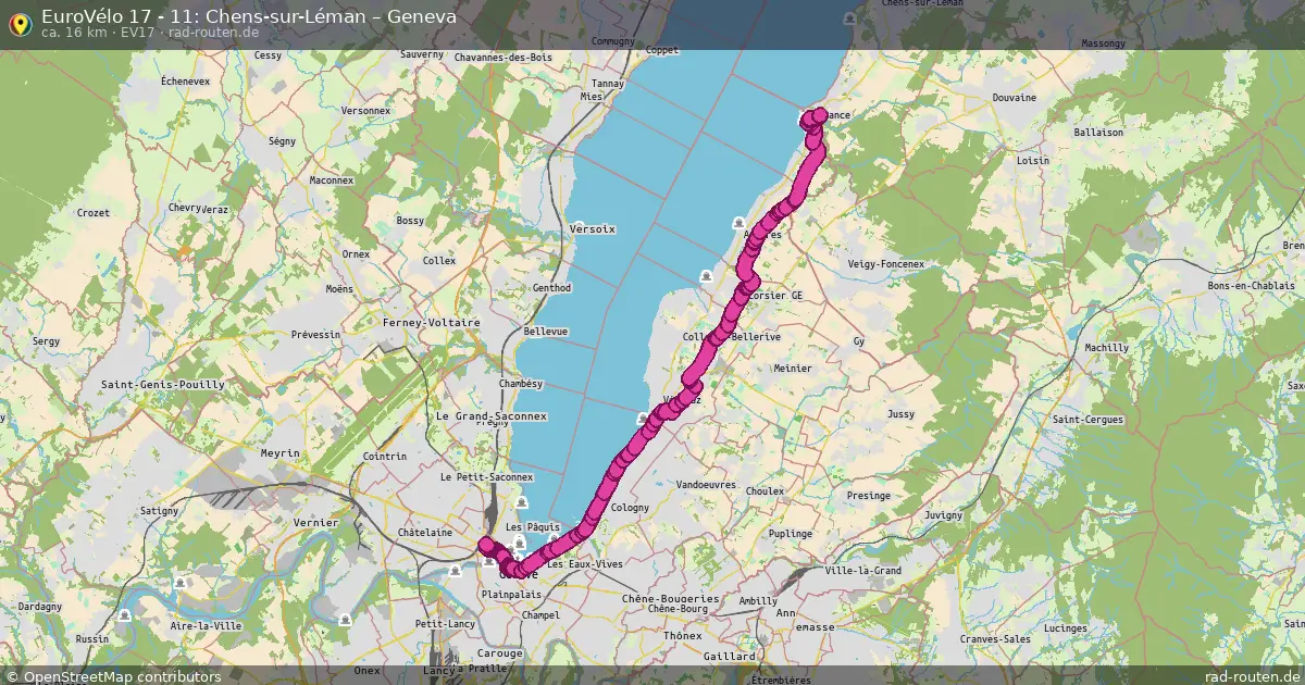 EuroVélo 17 - 11: Chens-sur-Léman – Geneva (EV17) – von Chens-sur-Léman nach Geneva – Fernradroute, ca. 16 km auf Rad-Routen.de