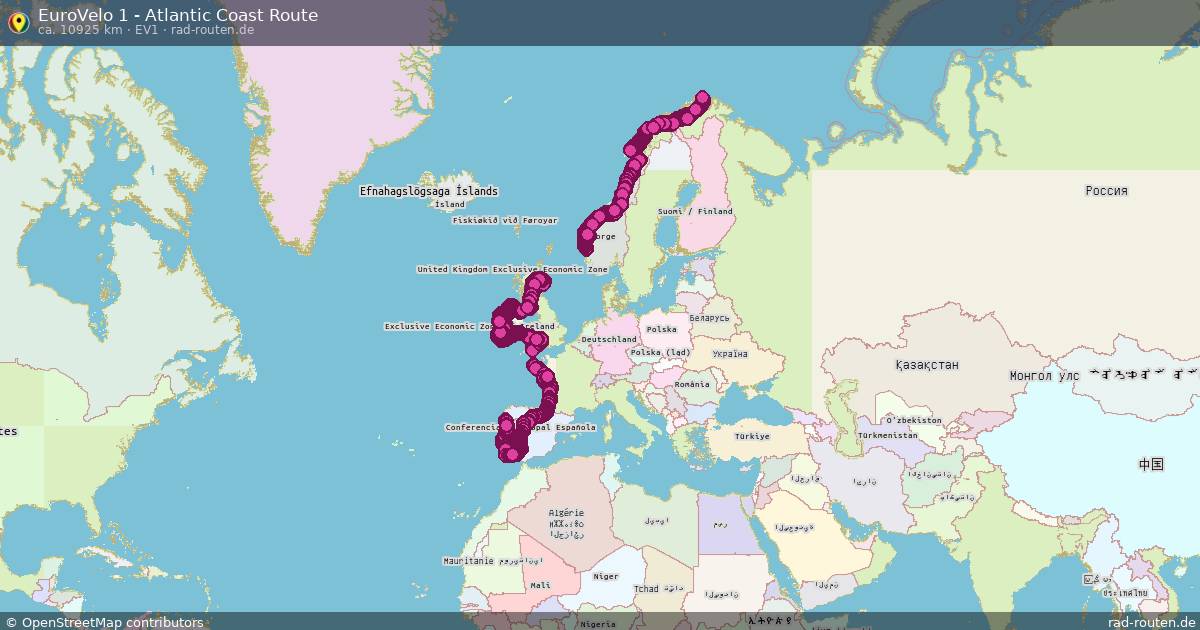 EuroVelo 1 - Atlantic Coast Route (EV1) – Fernradroute auf Rad-Routen.de