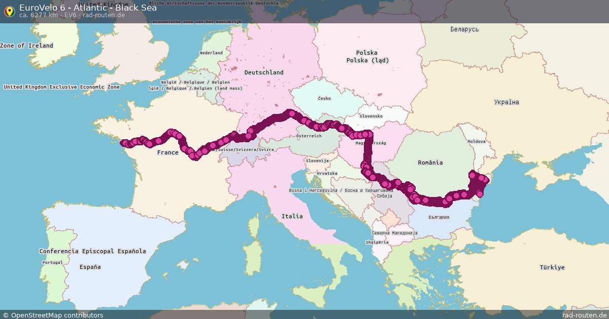 EuroVelo 6 - Atlantic - Black Sea (EV6) – Fernradroute auf Rad-Routen.de