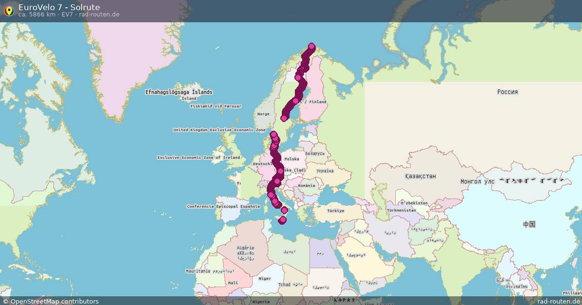 EuroVelo 7 - Solrute (EV7) – Fernradroute auf Rad-Routen.de