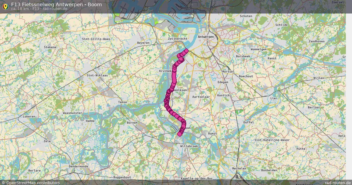 F13 Fietssnelweg Antwerpen - Boom (F13) – Fernradroute auf Rad-Routen.de