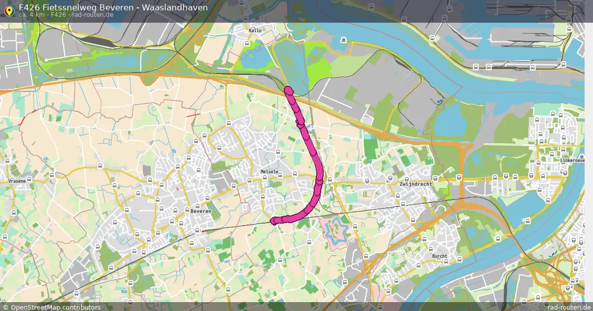 F426 Fietssnelweg Beveren - Waaslandhaven (F426) – Fernradroute auf Rad-Routen.de