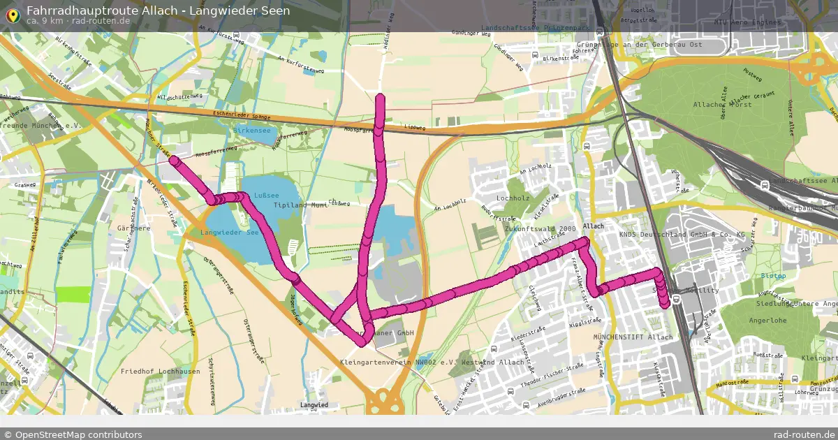 Fahrradhauptroute Allach - Langwieder Seen – Fernradroute auf Rad-Routen.de
