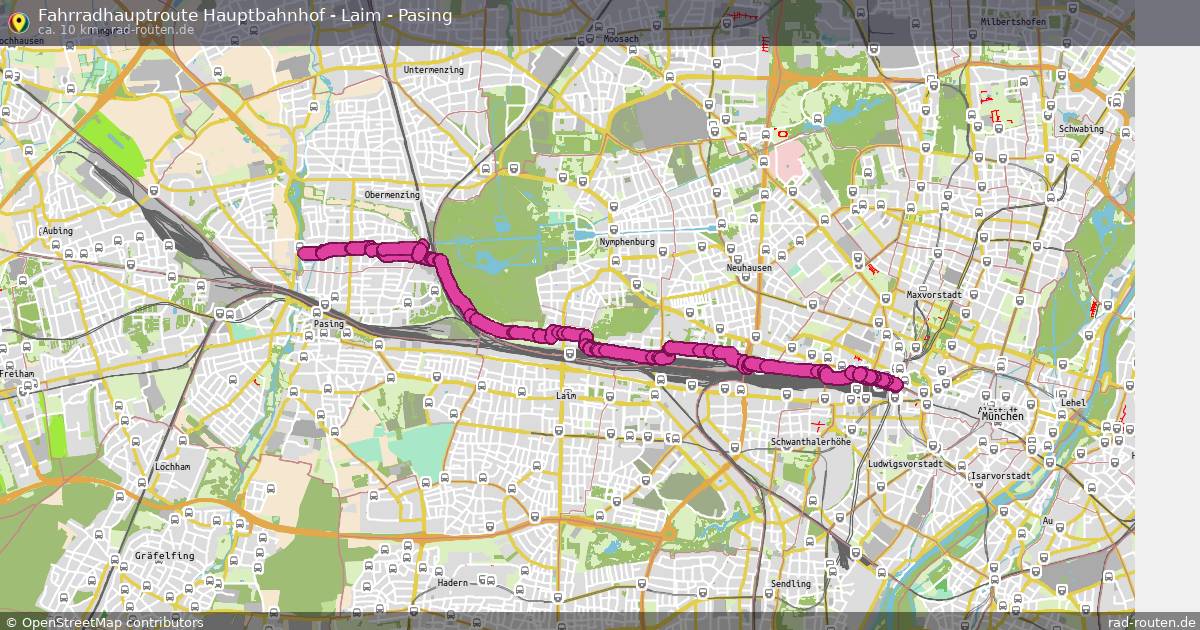 Fahrradhauptroute Hauptbahnhof - Laim - Pasing – Fernradroute auf Rad-Routen.de