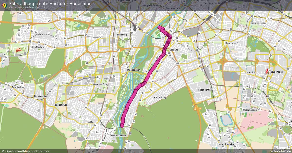 Fahrradhauptroute Hochufer Harlaching – Fernradroute auf Rad-Routen.de