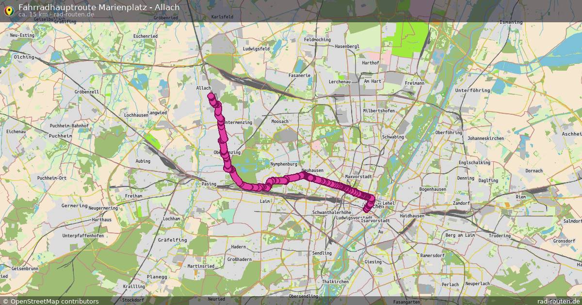 Fahrradhauptroute Marienplatz - Allach – Fernradroute auf Rad-Routen.de
