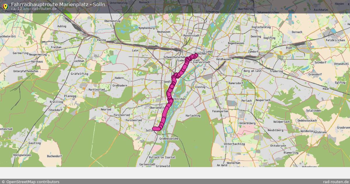 Fahrradhauptroute Marienplatz - Solln – Fernradroute auf Rad-Routen.de