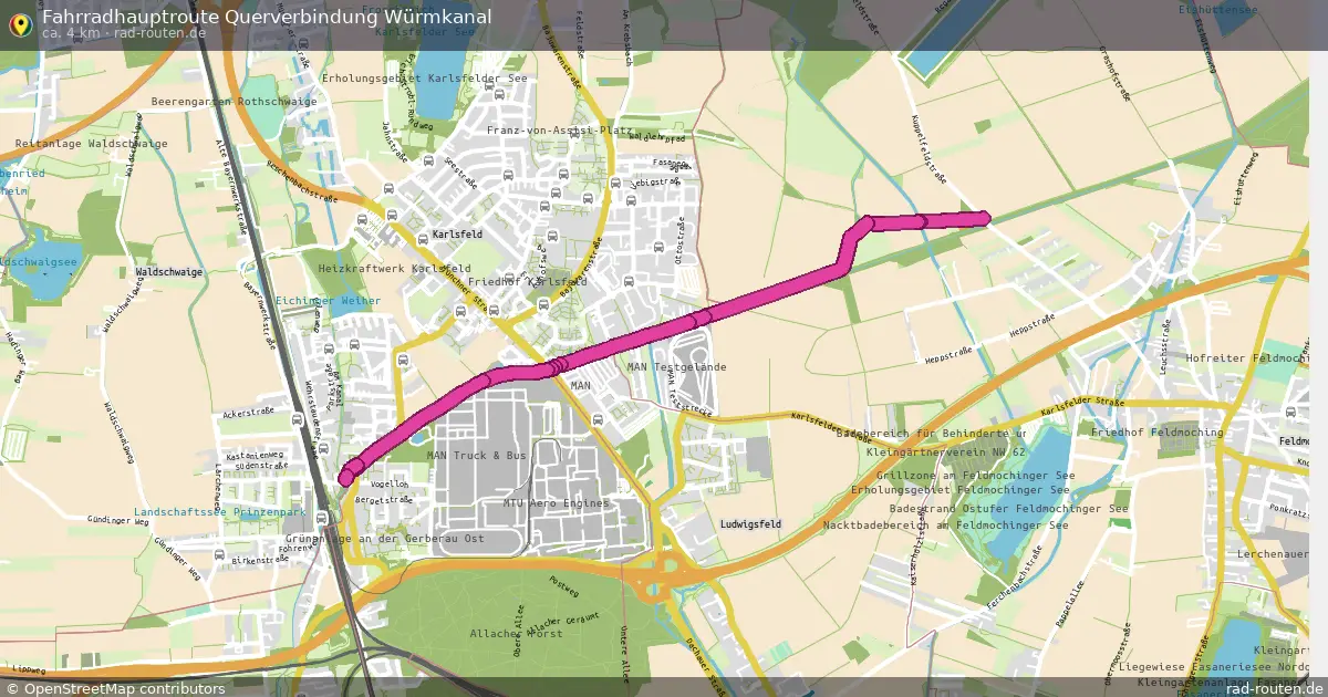 Fahrradhauptroute Querverbindung Würmkanal – Fernradroute auf Rad-Routen.de