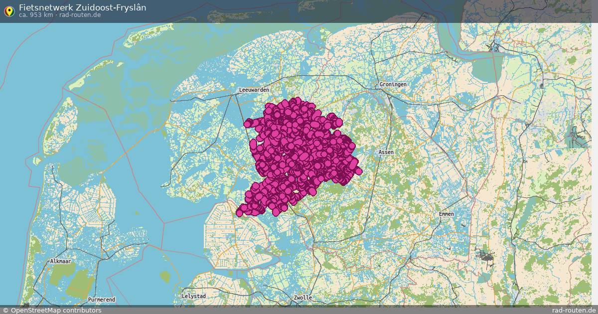 Fietsnetwerk Zuidoost-Fryslân – Fernradroute auf Rad-Routen.de