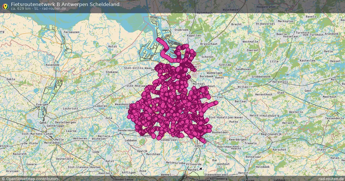 Fietsroutenetwerk B Antwerpen Scheldeland (SL) – Fernradroute auf Rad-Routen.de