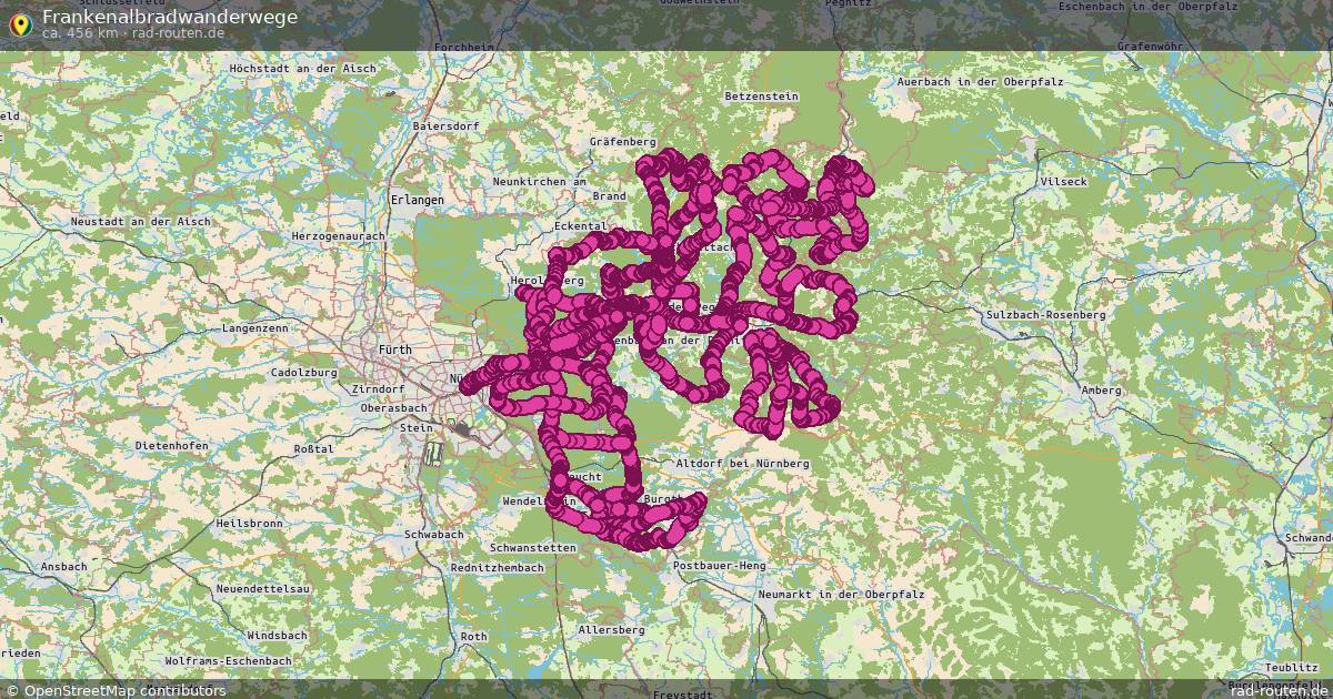 Frankenalbradwanderwege – Fernradroute auf Rad-Routen.de