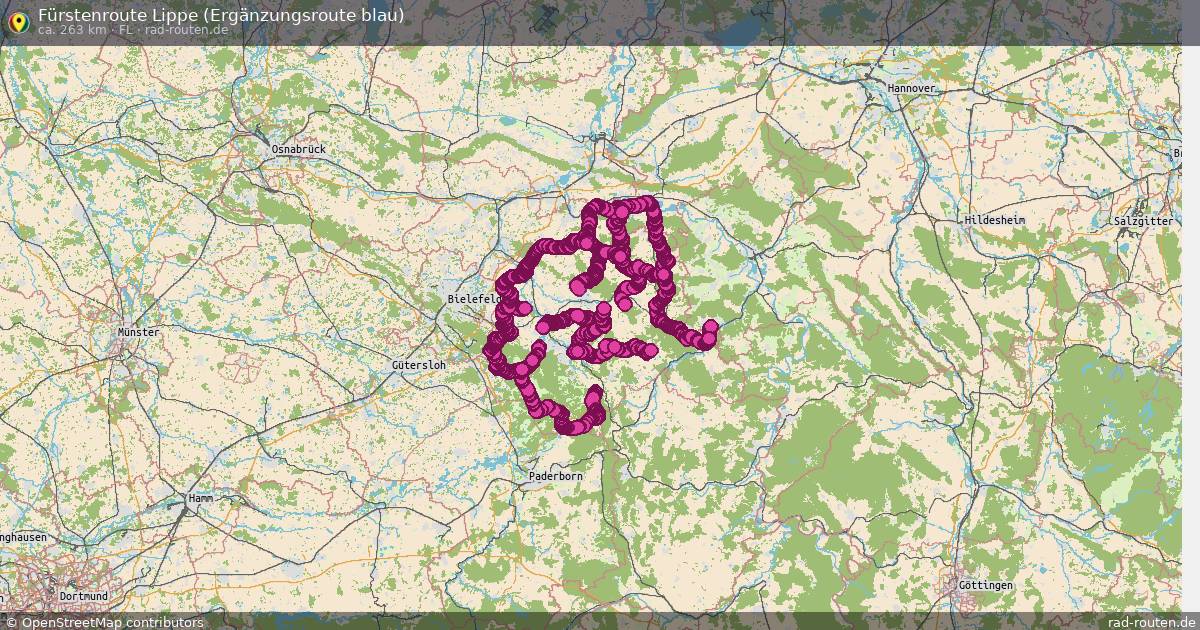 Fürstenroute Lippe (Ergänzungsroute blau) (FL) – Fernradroute auf Rad-Routen.de
