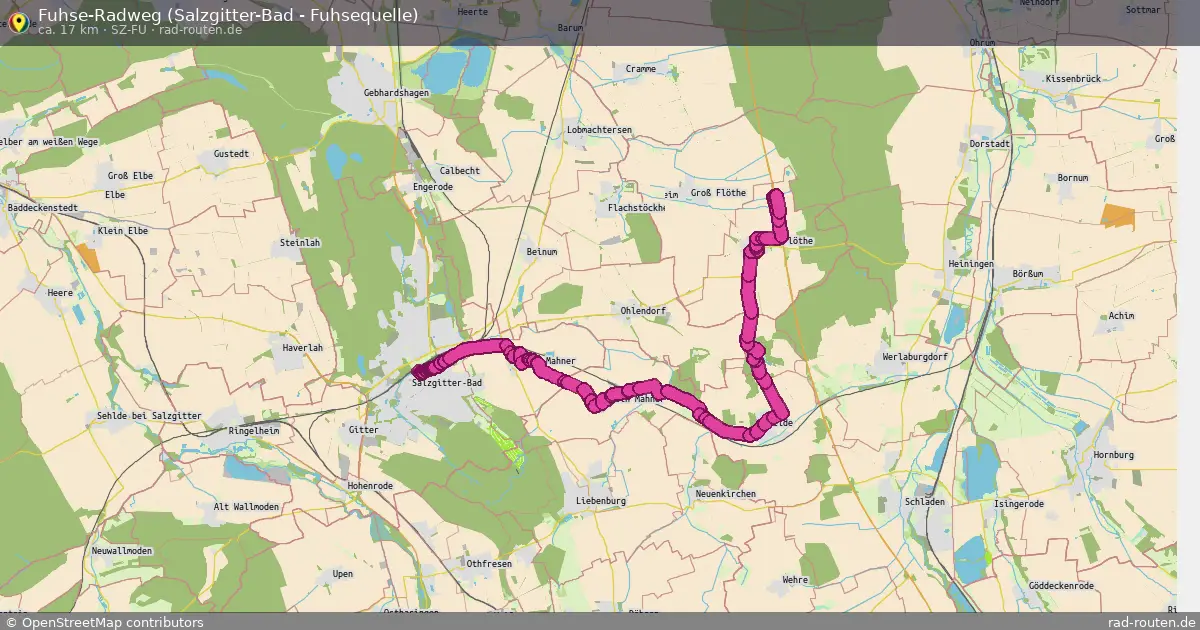 Fuhse-Radweg (Salzgitter-Bad - Fuhsequelle) (SZ-Fu) – Fernradroute auf Rad-Routen.de