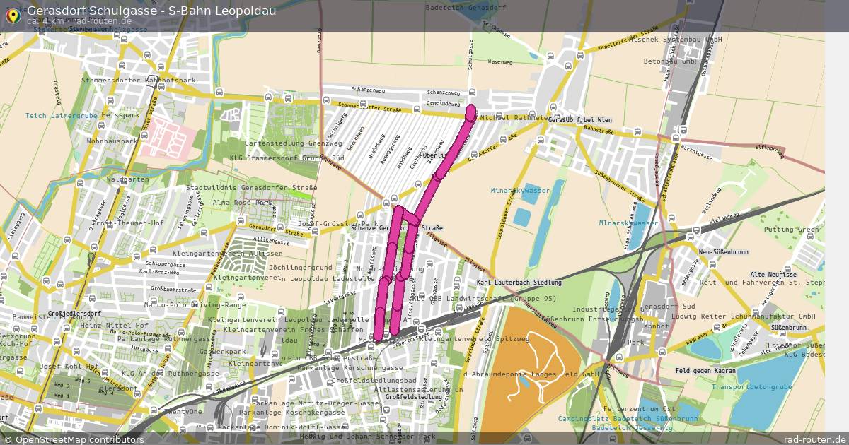 Gerasdorf Schulgasse - S-Bahn Leopoldau – Fernradroute auf Rad-Routen.de
