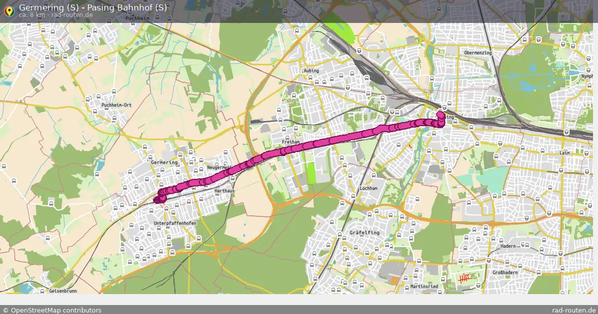 Germering (S) - Pasing Bahnhof (S) – Fernradroute auf Rad-Routen.de