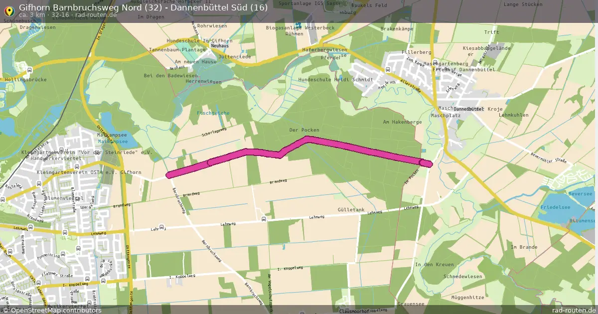 Gifhorn Barnbruchsweg Nord (32) - Dannenbüttel Süd (16) (32-16) – Fernradroute auf Rad-Routen.de