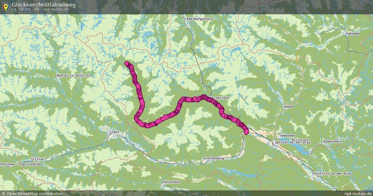 Glockner-/Mölltalradweg (R8) – Fernradroute auf Rad-Routen.de
