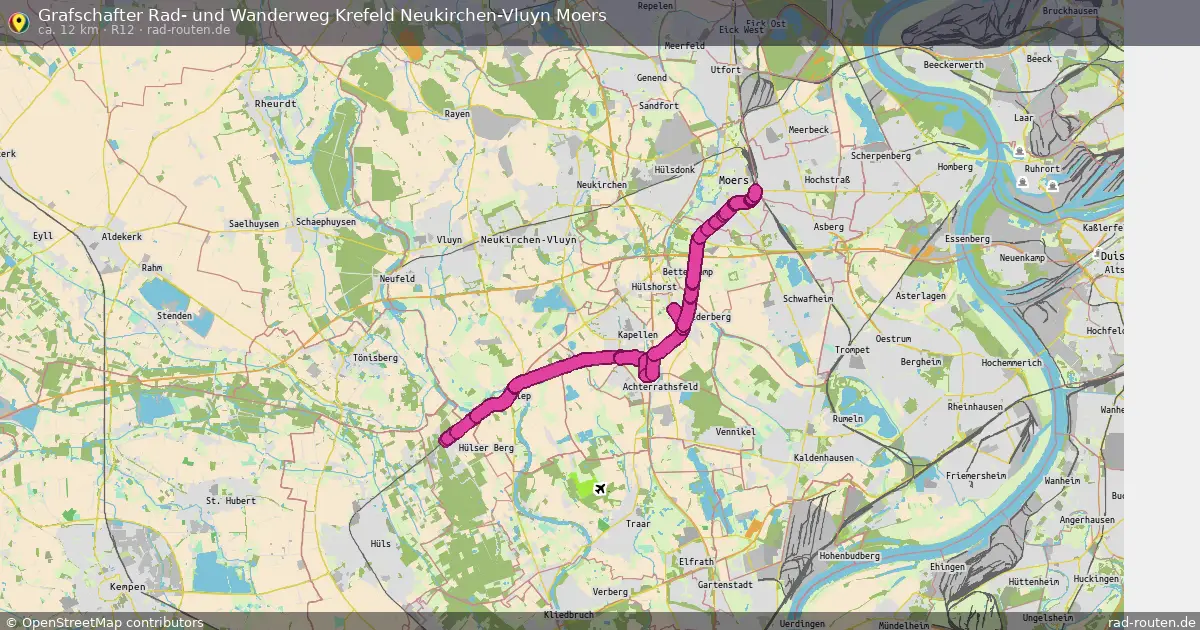 Grafschafter Rad- und Wanderweg Krefeld Neukirchen-Vluyn Moers (R12) – Fernradroute auf Rad-Routen.de