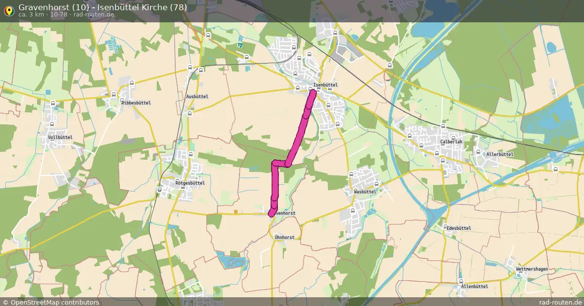 Gravenhorst (10) - Isenbüttel Kirche (78) (10-78) – Fernradroute auf Rad-Routen.de