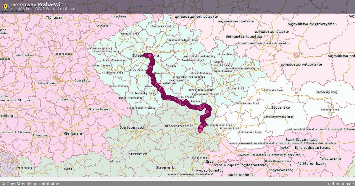 Greenway Praha-Wien (GW P-W) – Fernradroute auf Rad-Routen.de