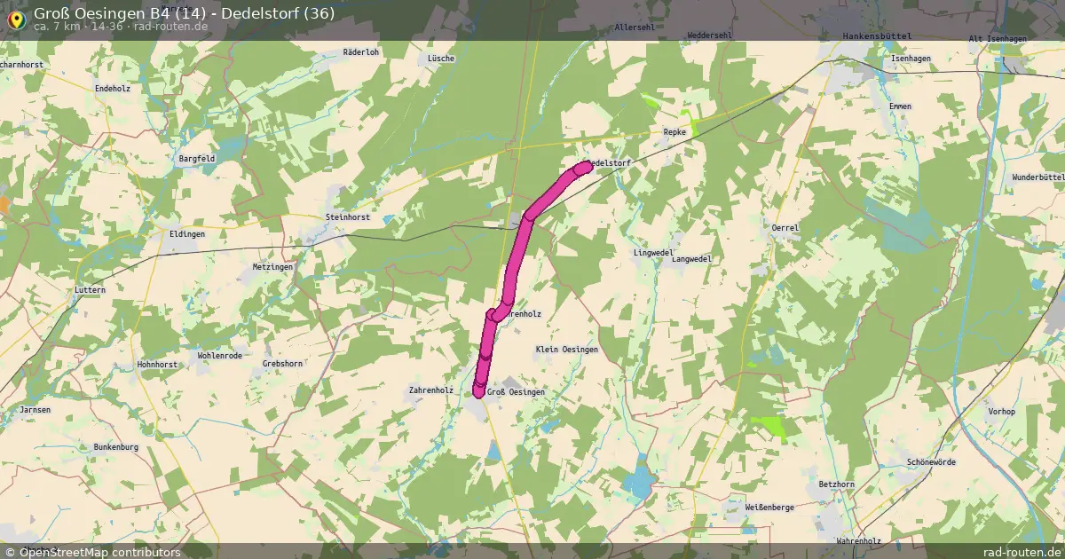 Groß Oesingen B4 (14) - Dedelstorf (36) (14-36) – Fernradroute auf Rad-Routen.de