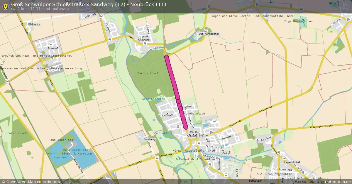 Groß Schwülper Schloßstraße x Sandweg (12) - Neubrück (11) (12-11) – Fernradroute auf Rad-Routen.de
