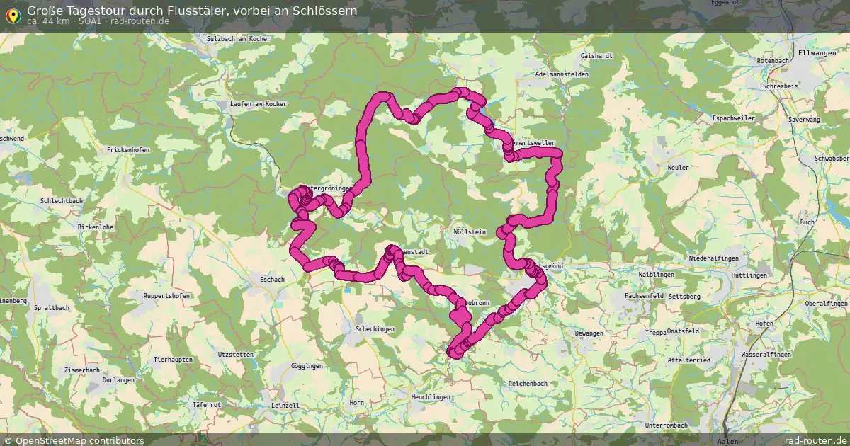 Große Tagestour durch Flusstäler, vorbei an Schlössern (SOA1) – Fernradroute auf Rad-Routen.de