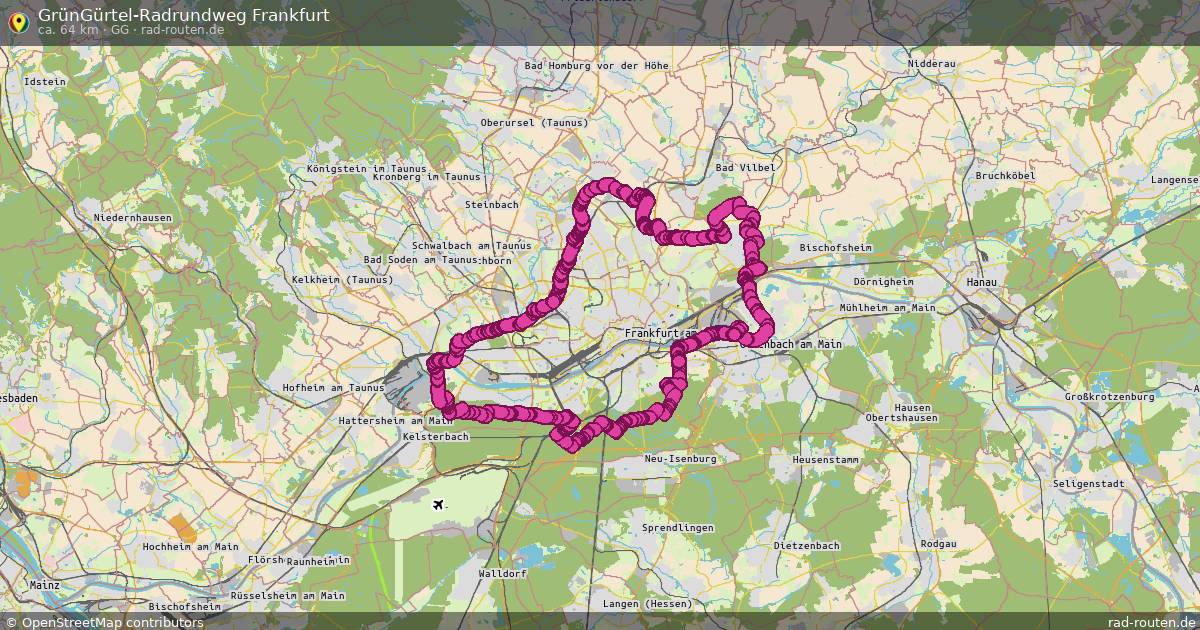 GrünGürtel-Radrundweg Frankfurt (GG) – Fernradroute auf Rad-Routen.de