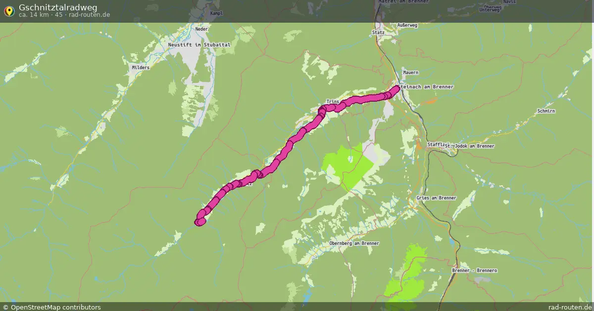 Gschnitztalradweg (45) – Fernradroute auf Rad-Routen.de