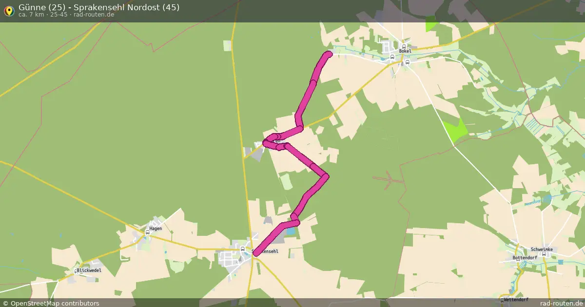Günne (25) - Sprakensehl Nordost (45) (25-45) – Fernradroute auf Rad-Routen.de